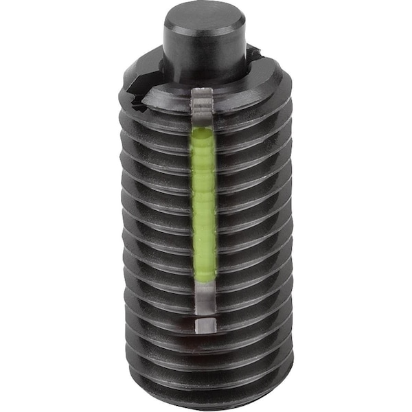 Spring Plunger Standard Spring Force D=M12 L=28 Steel, Flat, Long-Lok, Comp:Pin Steel, Pu=5